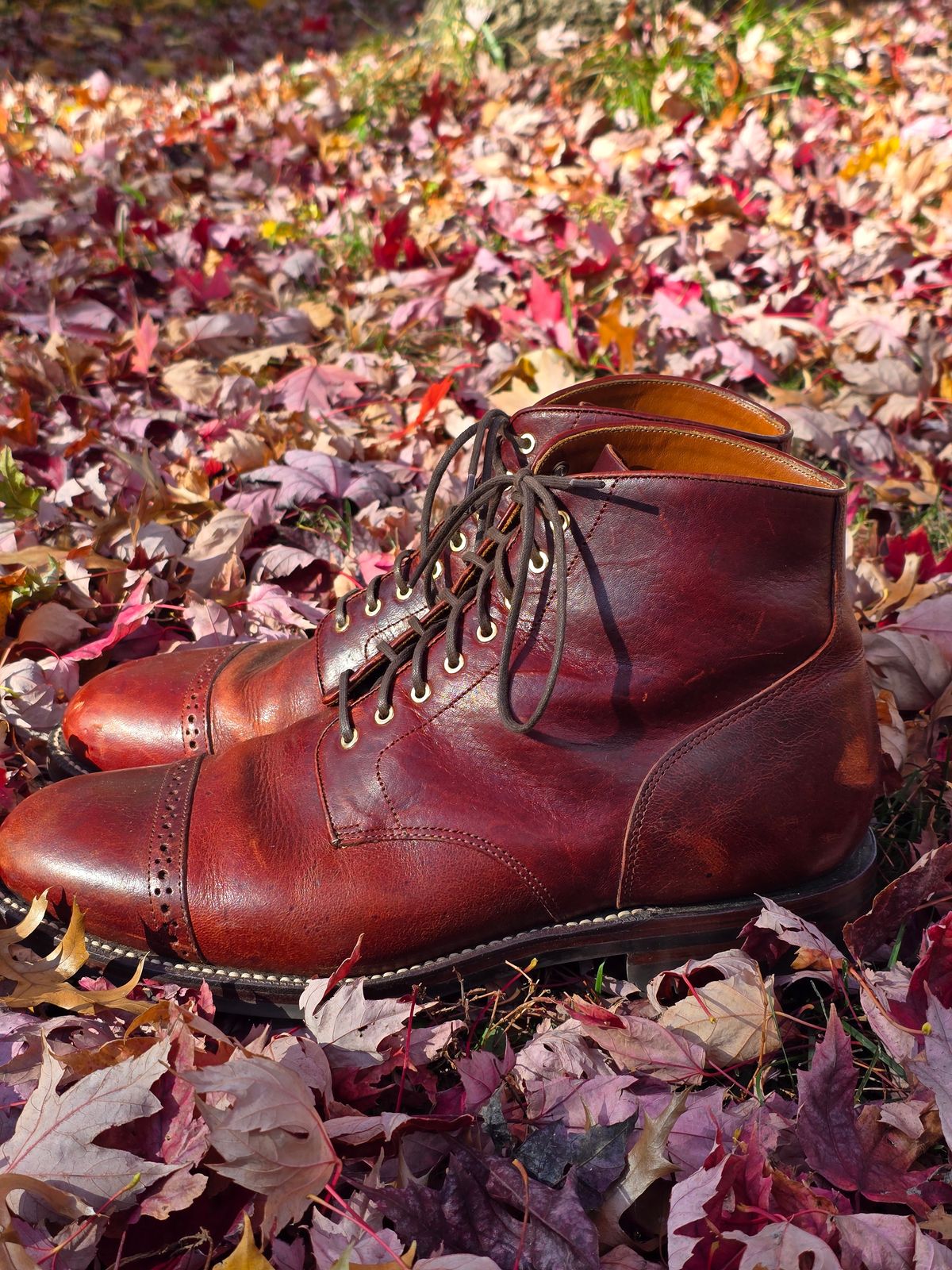 Photo by tempesttost on November 5, 2024 of the Grant Stone Garrison Boot in Gallun Red Denali Stag.