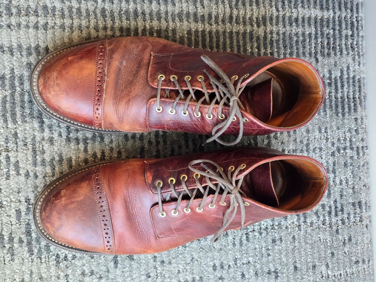Photo by tempesttost on March 2, 2025 of the Grant Stone Garrison Boot in Gallun Red Denali Stag.