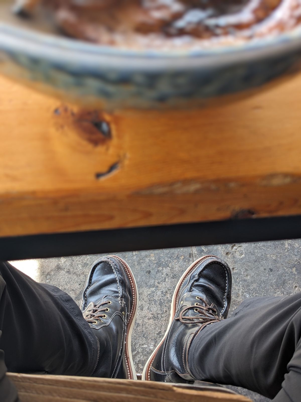 Photo by sunnypizzle on December 5, 2024 of the Grant Stone Field Boot in Horween Black Chromexcel.