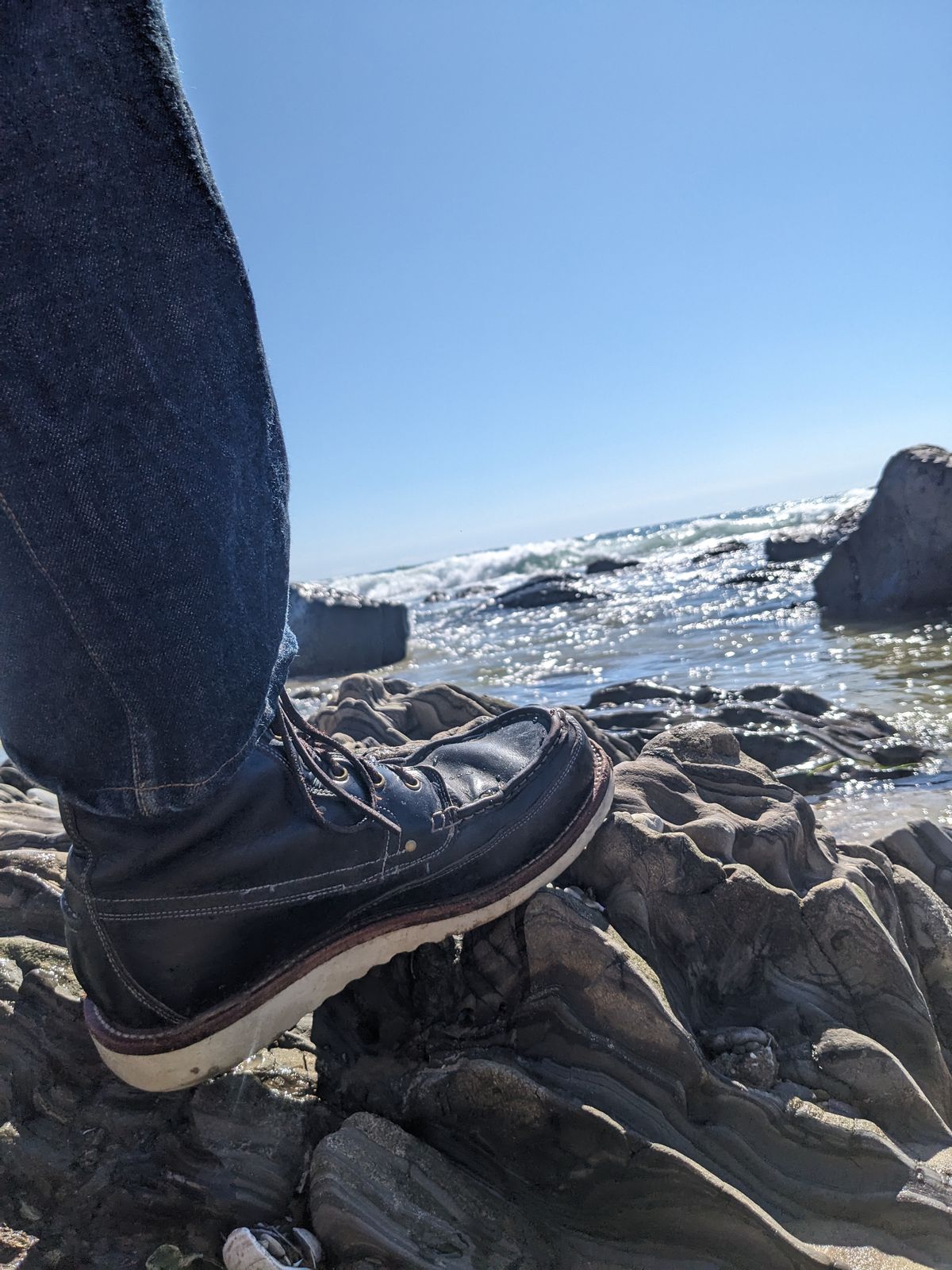 Photo by sunnypizzle on March 7, 2025 of the Grant Stone Field Boot in Horween Black Chromexcel.