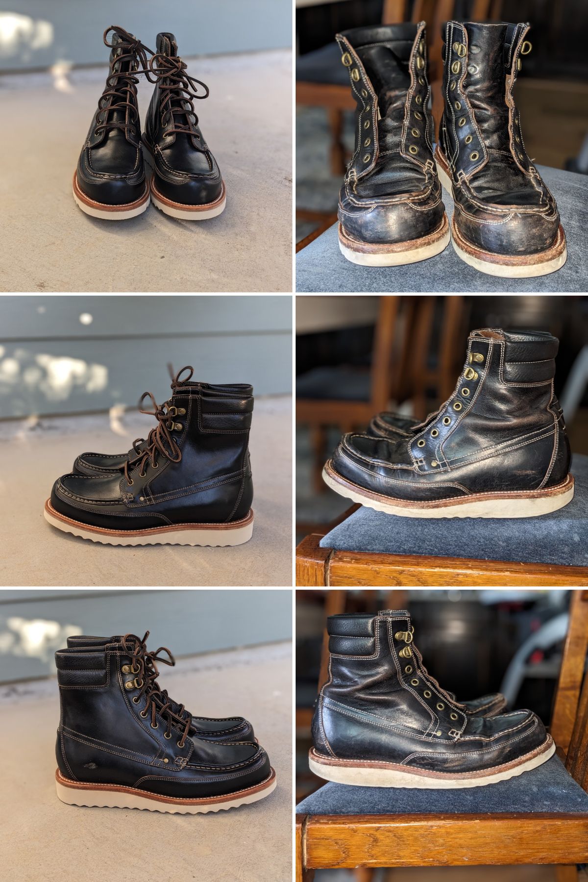 Photo by sunnypizzle on April 5, 2025 of the Grant Stone Field Boot in Horween Black Chromexcel.