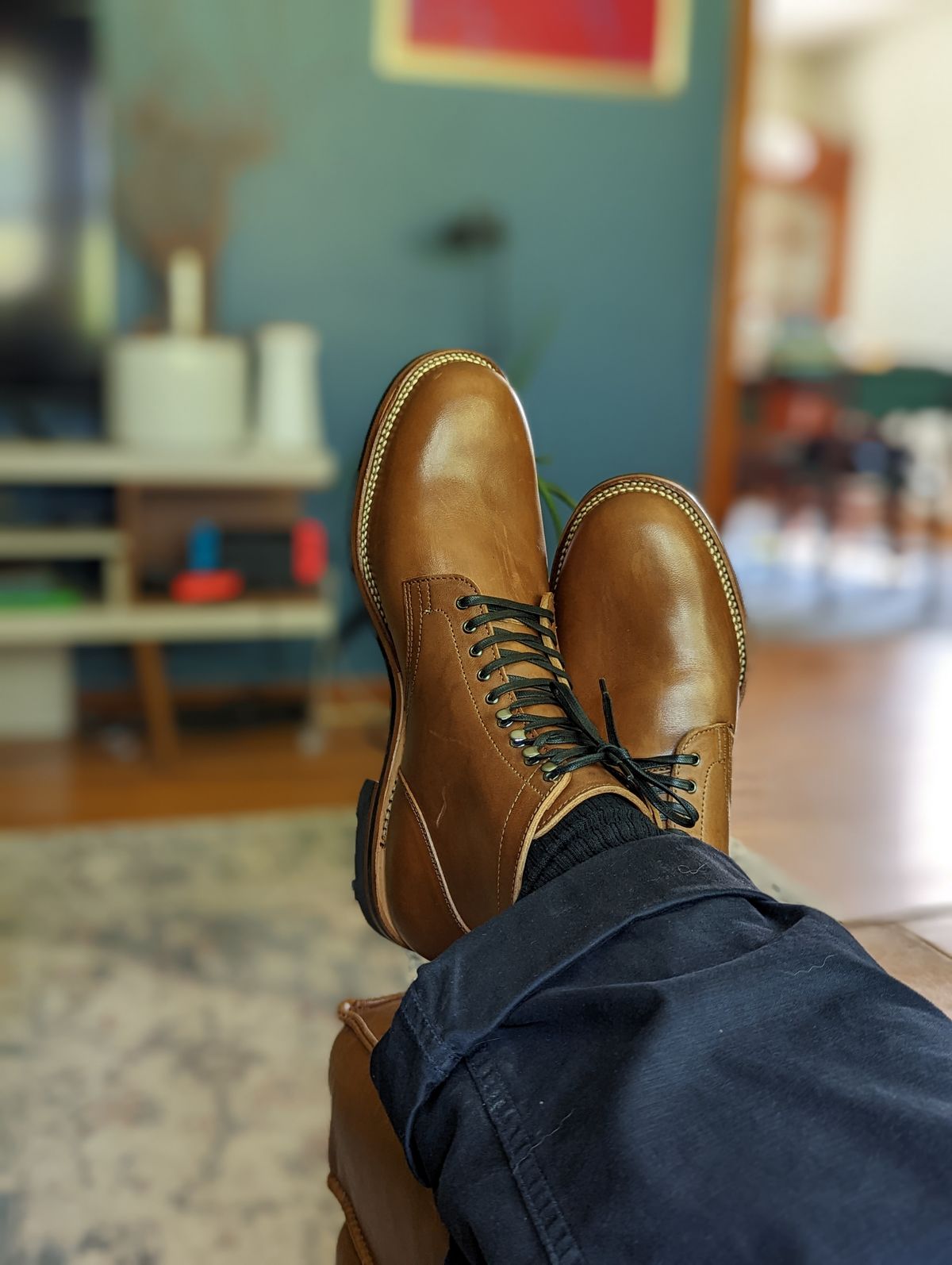 Photo by Nonbread on October 1, 2022 of the Viberg Service Boot in Maryam Moss Horsebutt.