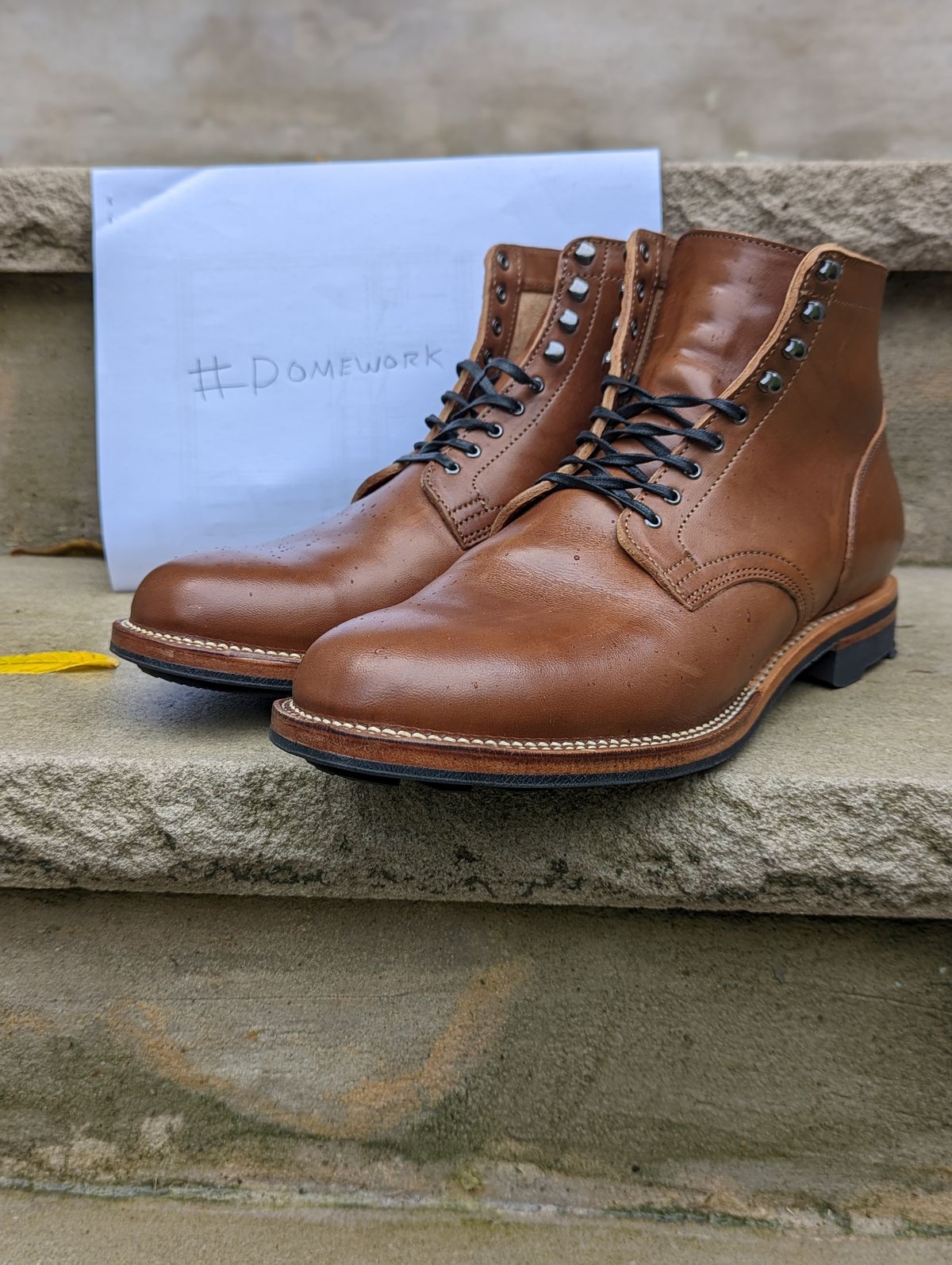 Photo by Nonbread on October 1, 2022 of the Viberg Service Boot in Maryam Moss Horsebutt.