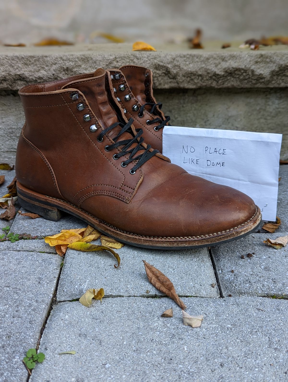 Photo by Nonbread on November 3, 2022 of the Viberg Service Boot in Maryam Moss Horsebutt.