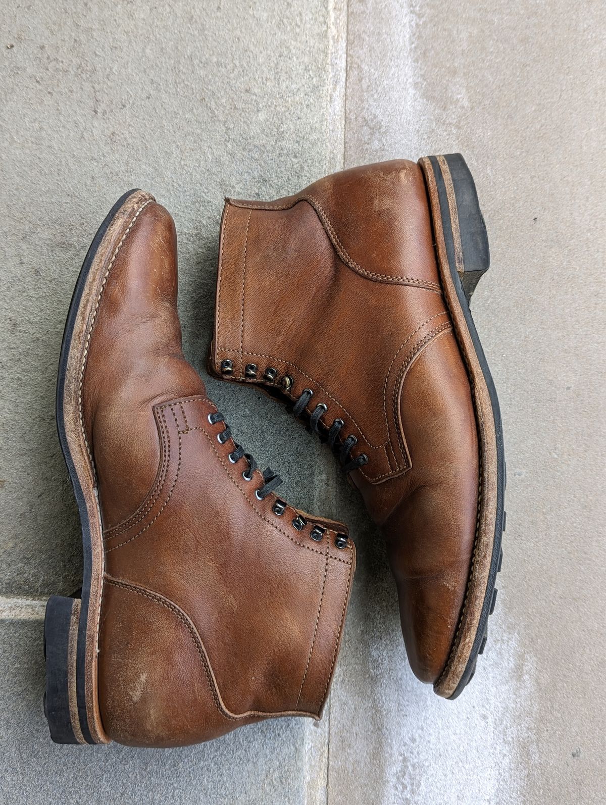 Photo by Nonbread on February 4, 2023 of the Viberg Service Boot in Maryam Moss Horsebutt.