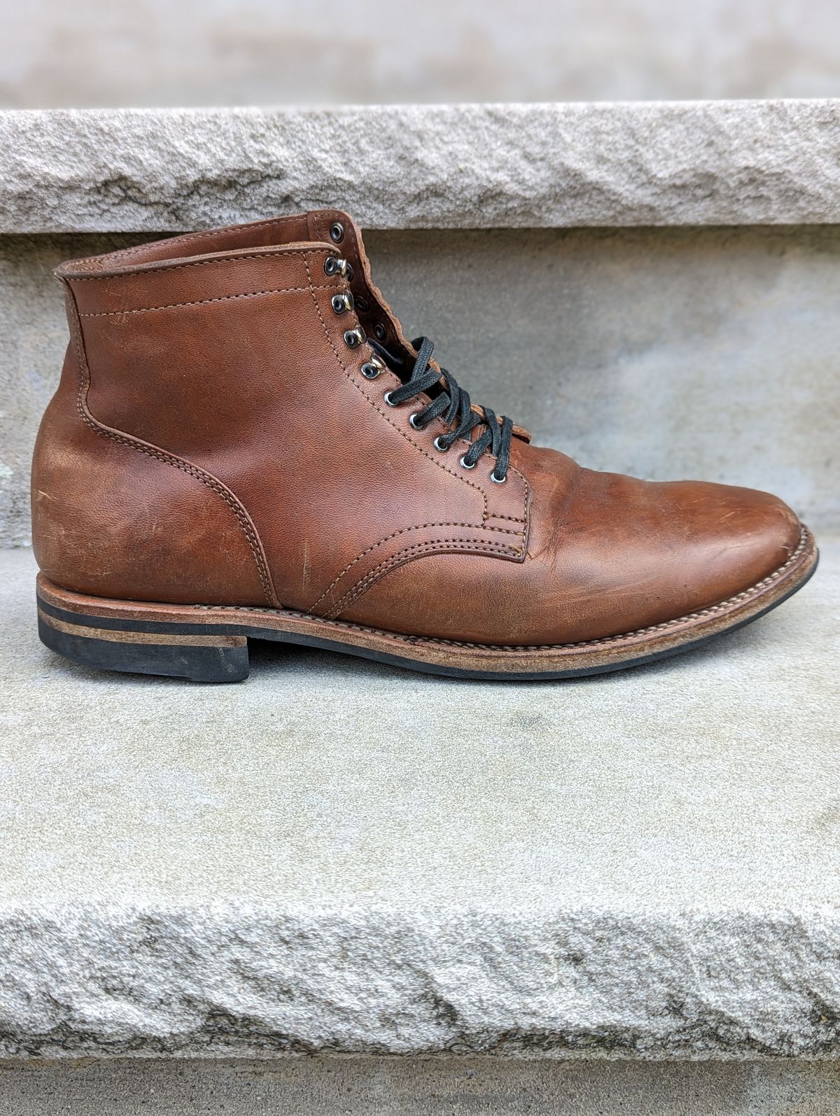 Photo by Nonbread on February 4, 2023 of the Viberg Service Boot in Maryam Moss Horsebutt.