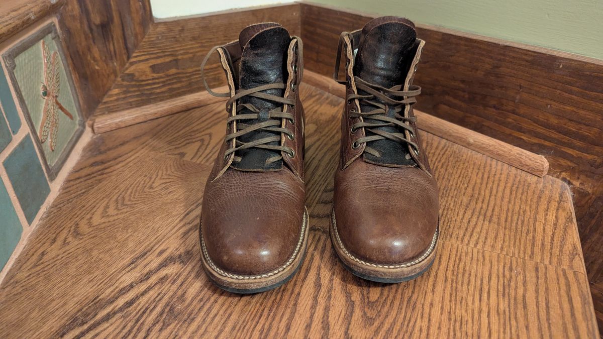 Photo by Eazyianish on December 7, 2025 of the Viberg Service Boot in Horween Vintage Mocha Oil Harness (3sixteen).