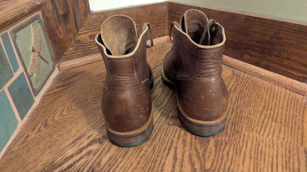 Photo by Eazyianish on December 7, 2025 of the Viberg Service Boot in Horween Vintage Mocha Oil Harness (3sixteen).