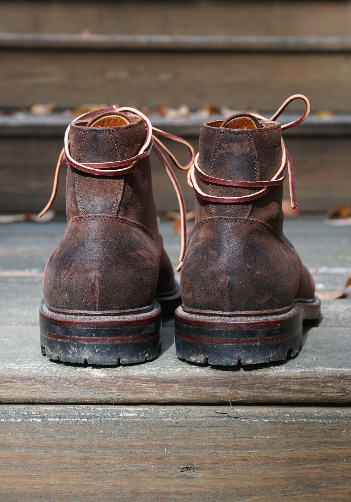 Photo by Eazyianish on November 4, 2022 of the Grant Stone Ottawa Boot in C.F. Stead Tobacco Waxy Commander Suede.