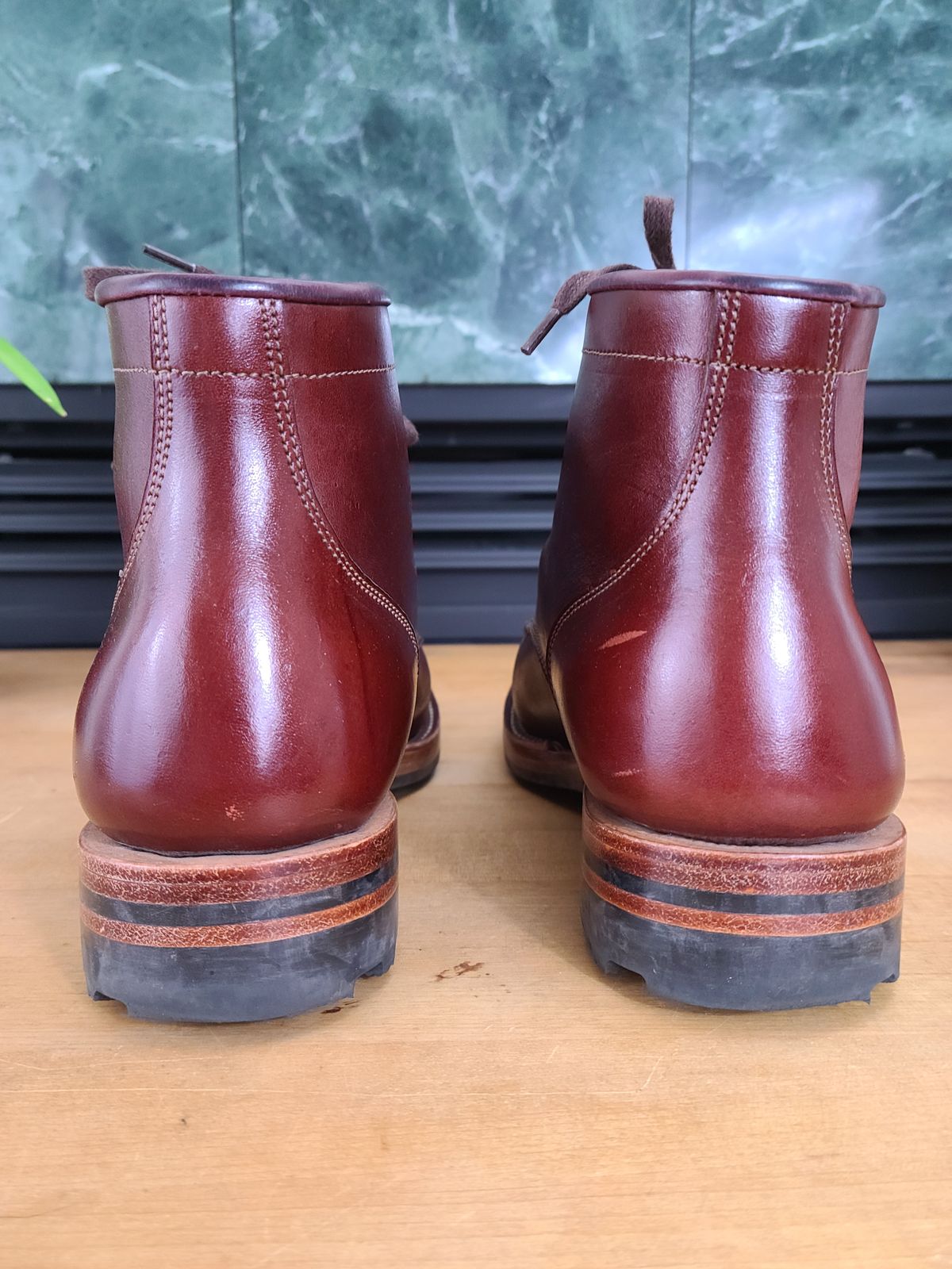 Photo by 2313499 on December 4, 2021 of the Midas Service Boot in Shinki Burgundy Oiled Horsebutt.