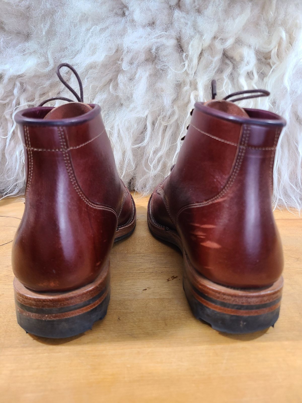 Photo by 2313499 on January 3, 2022 of the Midas Service Boot in Shinki Burgundy Oiled Horsebutt.