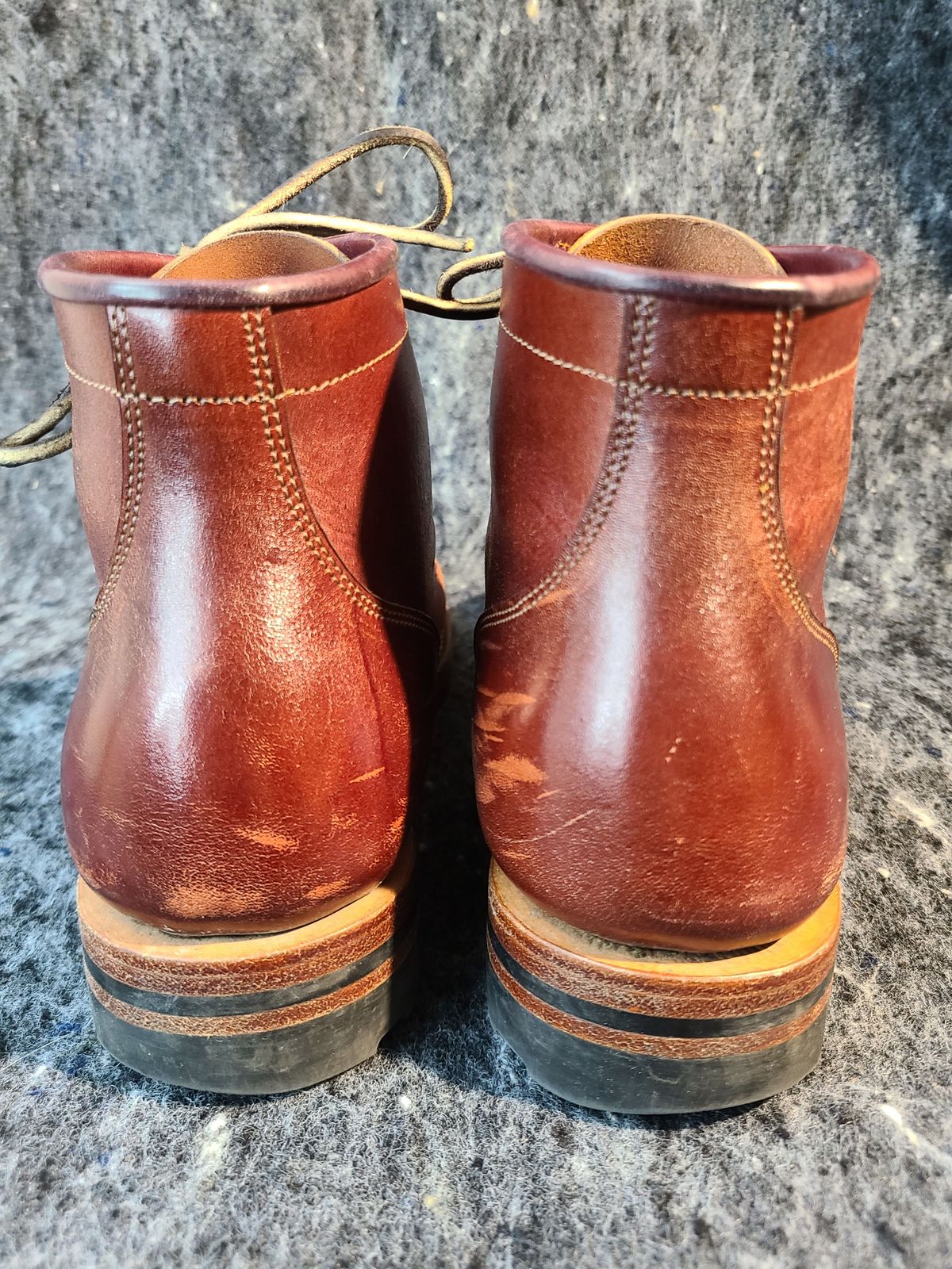 Photo by 2313499 on March 5, 2022 of the Midas Service Boot in Shinki Burgundy Oiled Horsebutt.