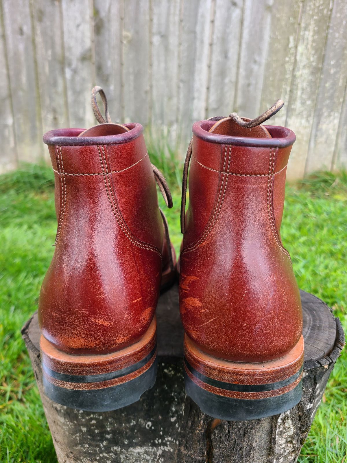 Photo by 2313499 on April 3, 2022 of the Midas Service Boot in Shinki Burgundy Oiled Horsebutt.