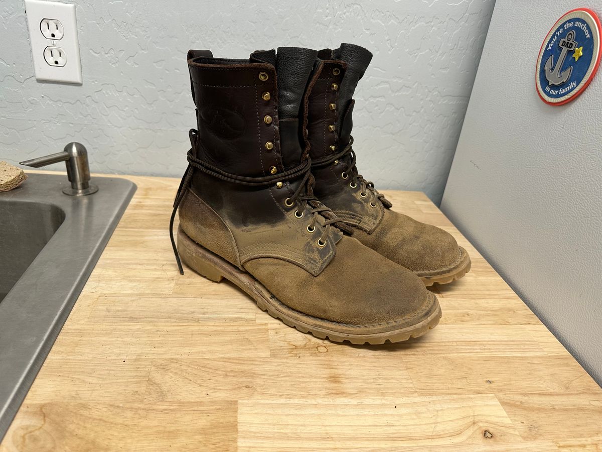 Photo by Malaiser on June 2, 2023 of the JK Boots O.T. in Seidel Brown Oil Tan Roughout.