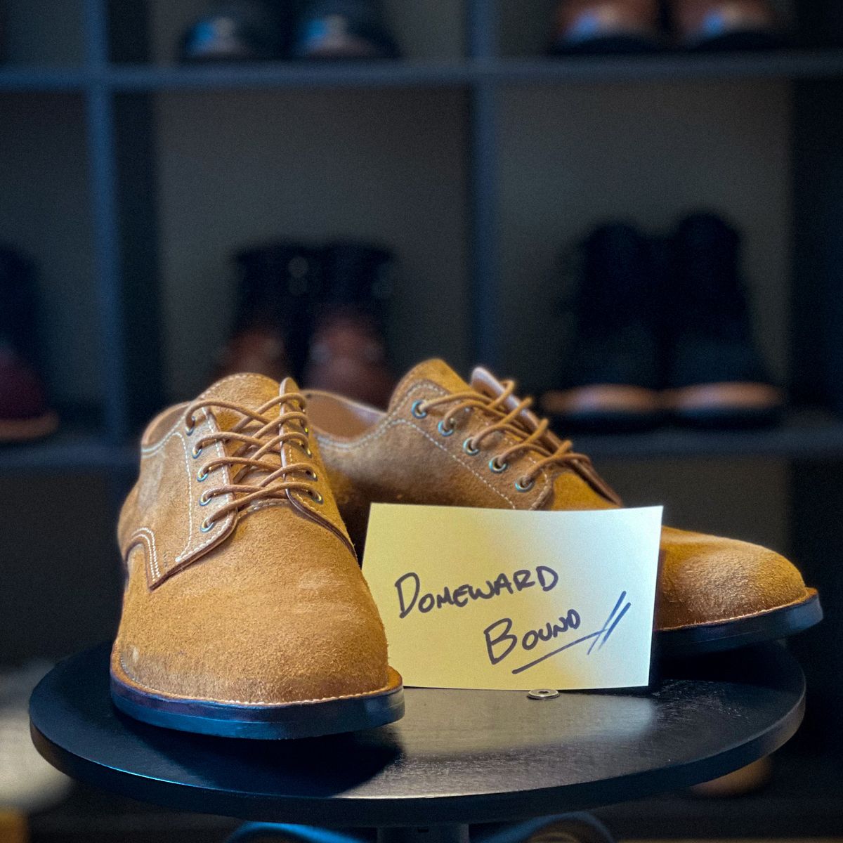 Photo by t4.tillerman on October 2, 2023 of the Tee Four Tillerman / Self-made T1 in Badalassi Carlo Cognac Wax Pull-Up Roughout.
