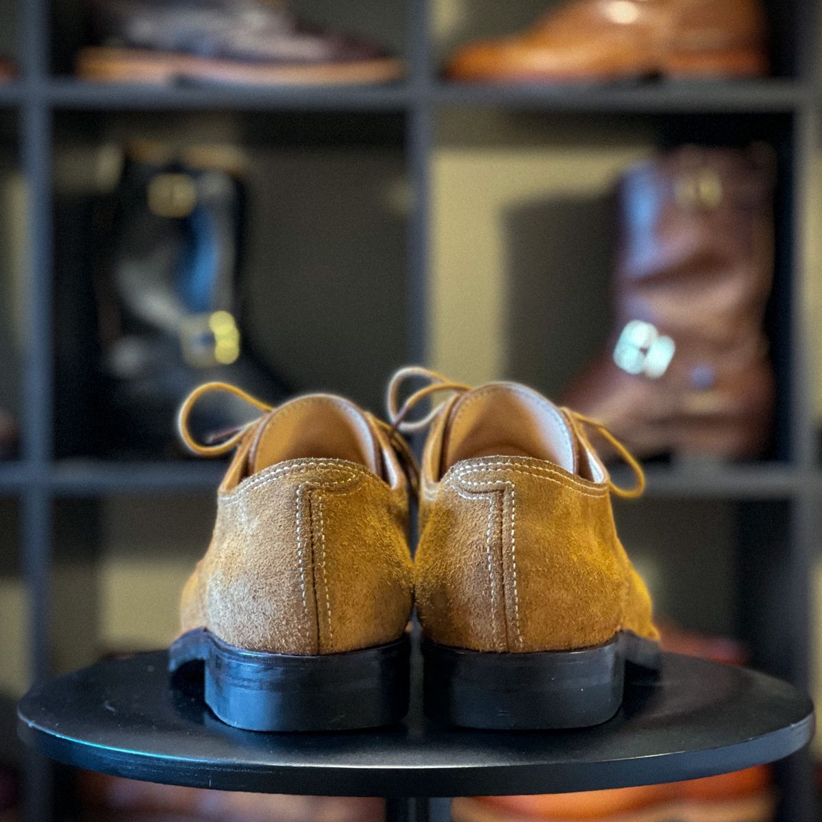 Photo by t4.tillerman on November 5, 2023 of the Tee Four Tillerman / Self-made T1 in Badalassi Carlo Cognac Wax Pull-Up Roughout.