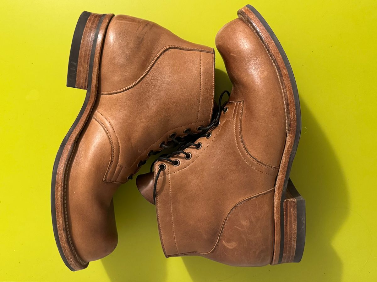 Photo by GalaxyGuy on December 1, 2025 of the Viberg Service Boot in Horween Natural Chromexcel Horsehide.