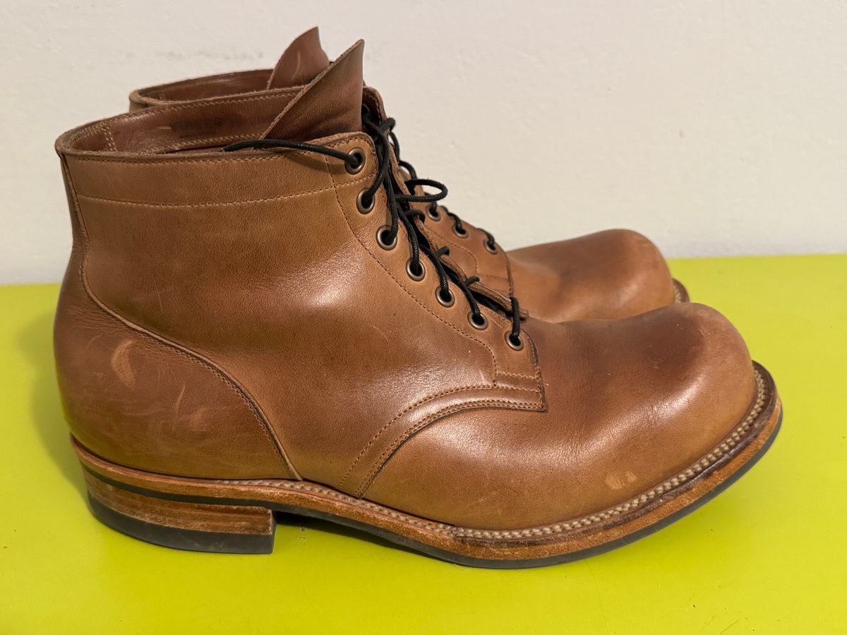 Photo by GalaxyGuy on December 1, 2025 of the Viberg Service Boot in Horween Natural Chromexcel Horsehide.