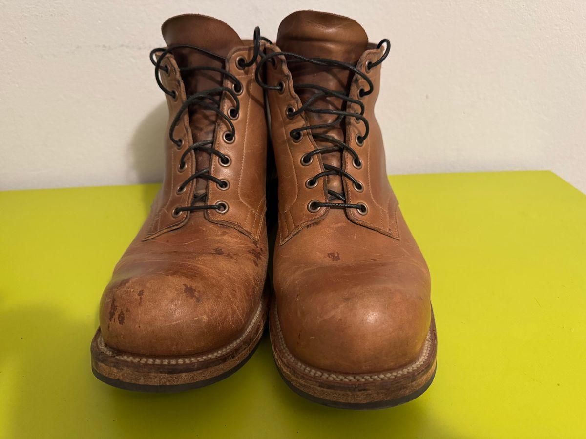 Photo by GalaxyGuy on January 5, 2026 of the Viberg Service Boot in Horween Natural Chromexcel Horsehide.