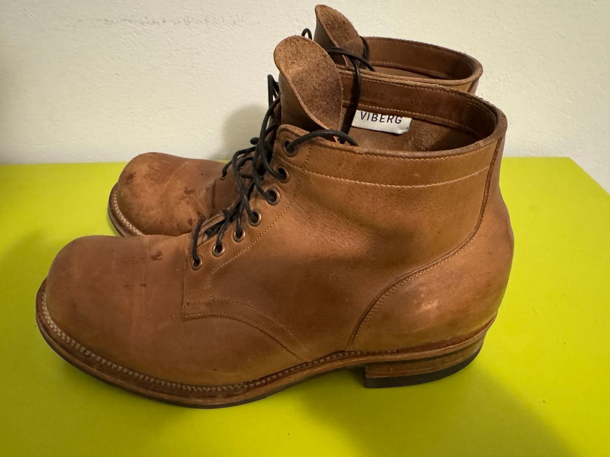 Photo by GalaxyGuy on January 5, 2026 of the Viberg Service Boot in Horween Natural Chromexcel Horsehide.