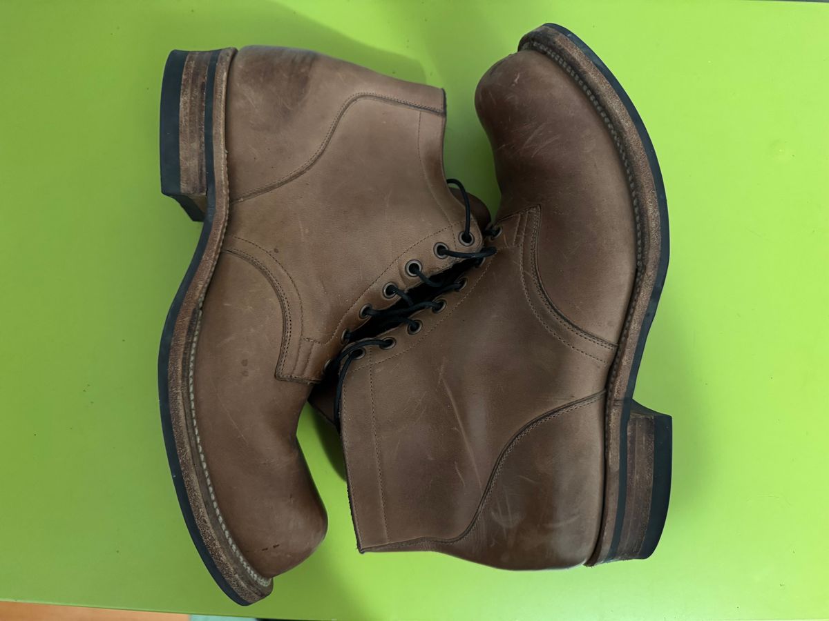 Photo by GalaxyGuy on January 5, 2026 of the Viberg Service Boot in Horween Natural Chromexcel Horsehide.