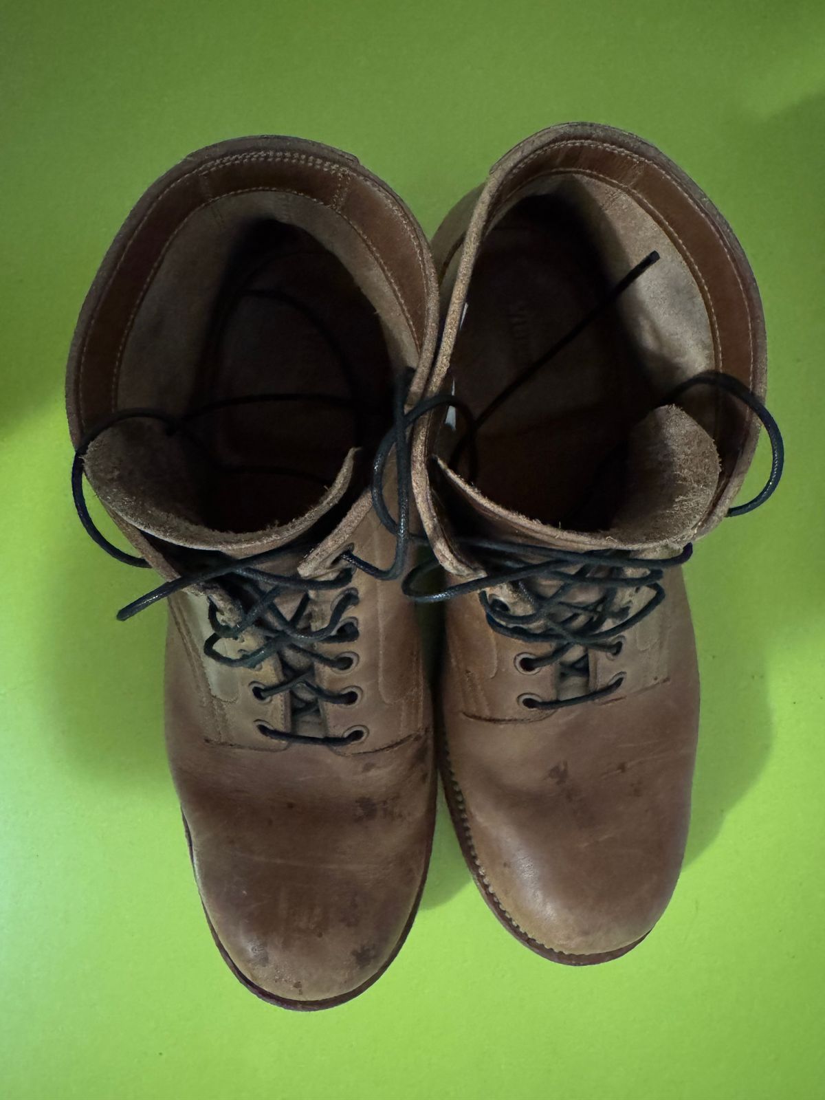 Photo by GalaxyGuy on January 5, 2026 of the Viberg Service Boot in Horween Natural Chromexcel Horsehide.