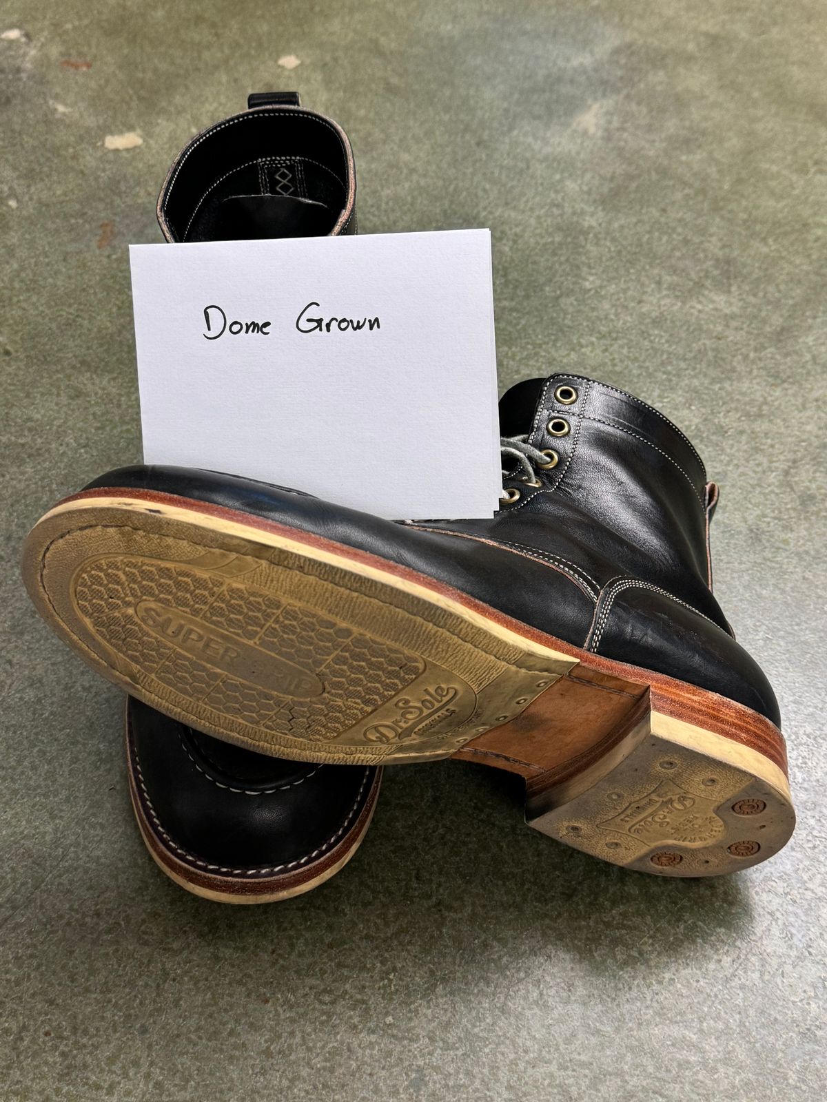 Photo by GalaxyGuy on November 7, 2023 of the Onderhoud x Stitchdown Moc Toe in Wickett & Craig Black Traditional Harness.