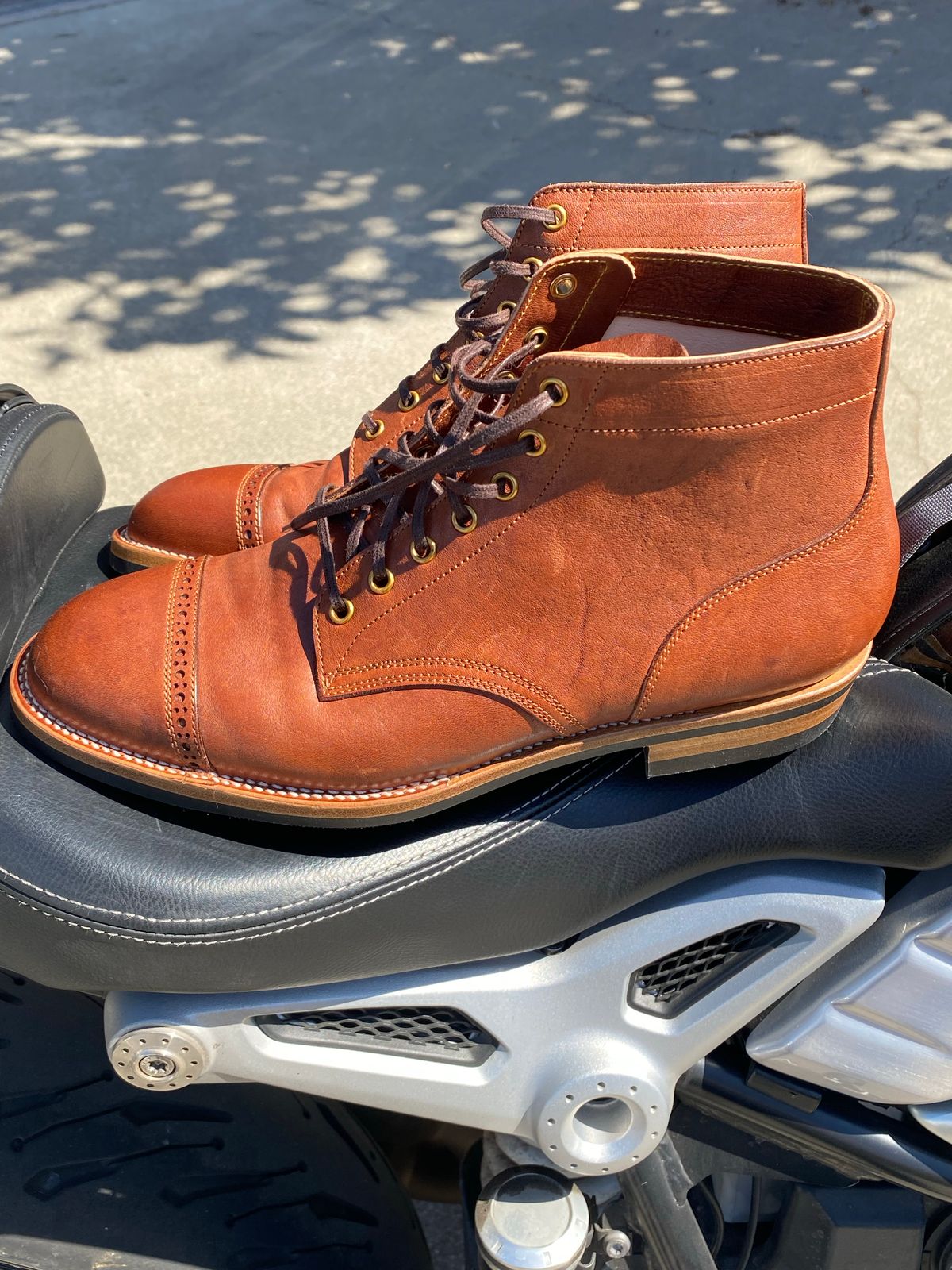 Photo by GalaxyGuy on October 1, 2022 of the Iron Boots Devil Dog in Maryam Brown Horsebutt.