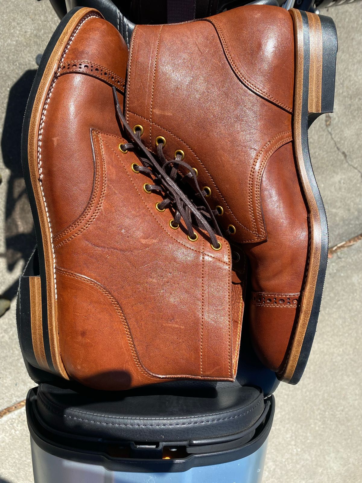 Photo by GalaxyGuy on October 1, 2022 of the Iron Boots Devil Dog in Maryam Brown Horsebutt.