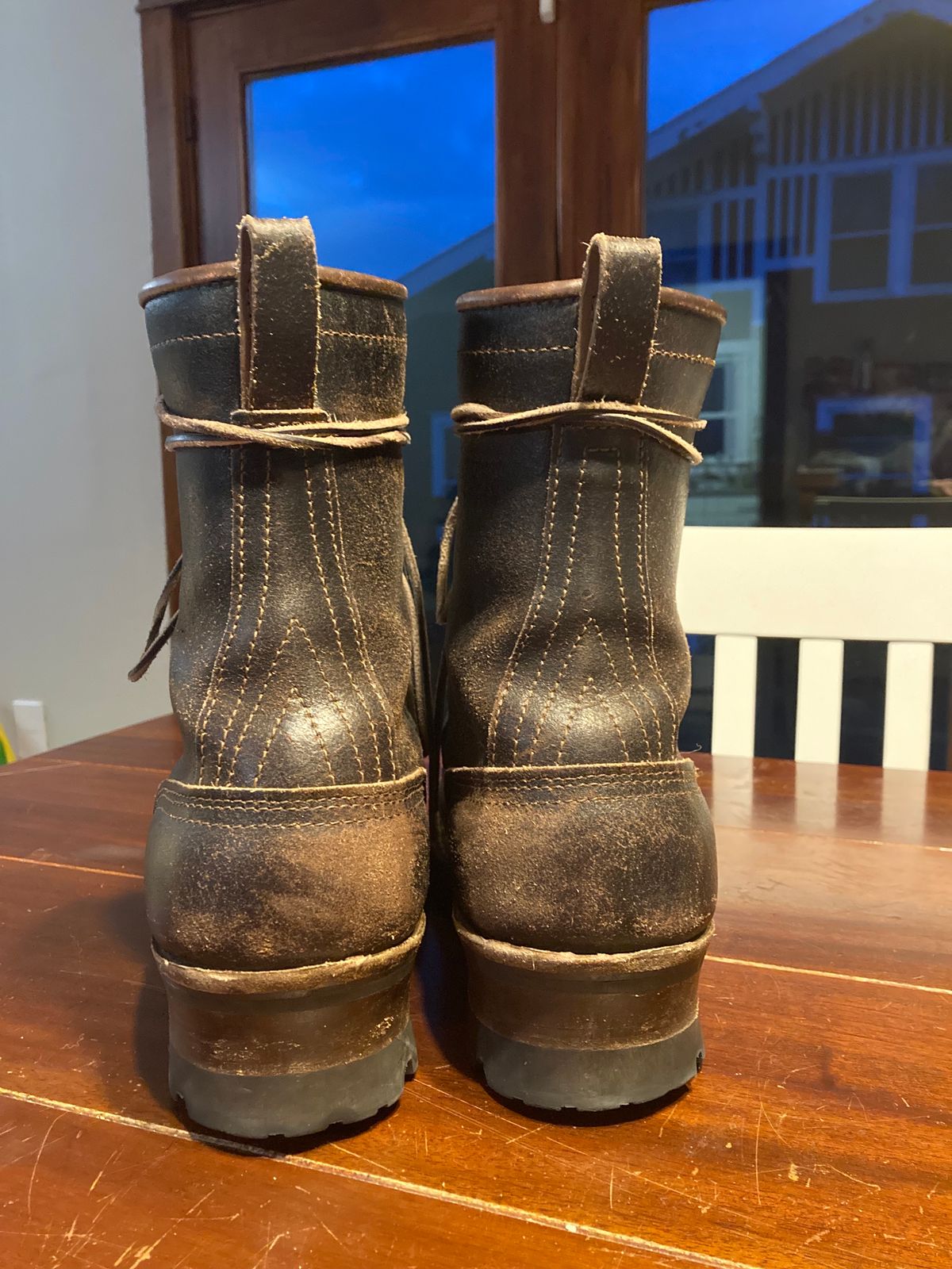 Photo by sigben59 on January 5, 2024 of the Nicks Urban Logger in Horween Brown Waxed Flesh.