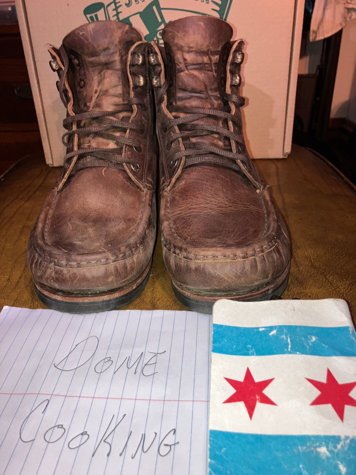 Photo by sigben59 on November 2, 2025 of the Jim Green Meander – Moc-Toe in Bronco Brown - Oily Pull Up.