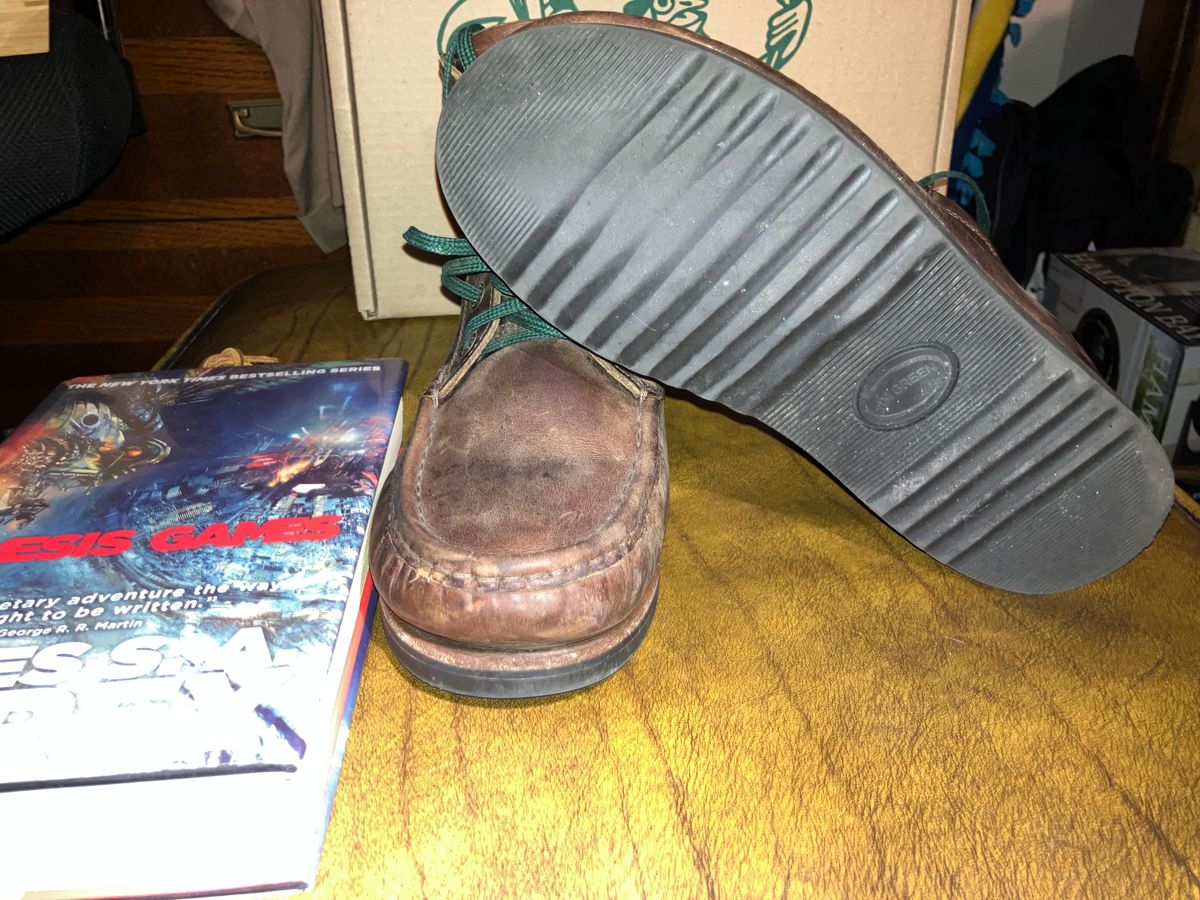 Photo by sigben59 on March 5, 2026 of the Jim Green Meander – Moc-Toe in Bronco Brown - Oily Pull Up.