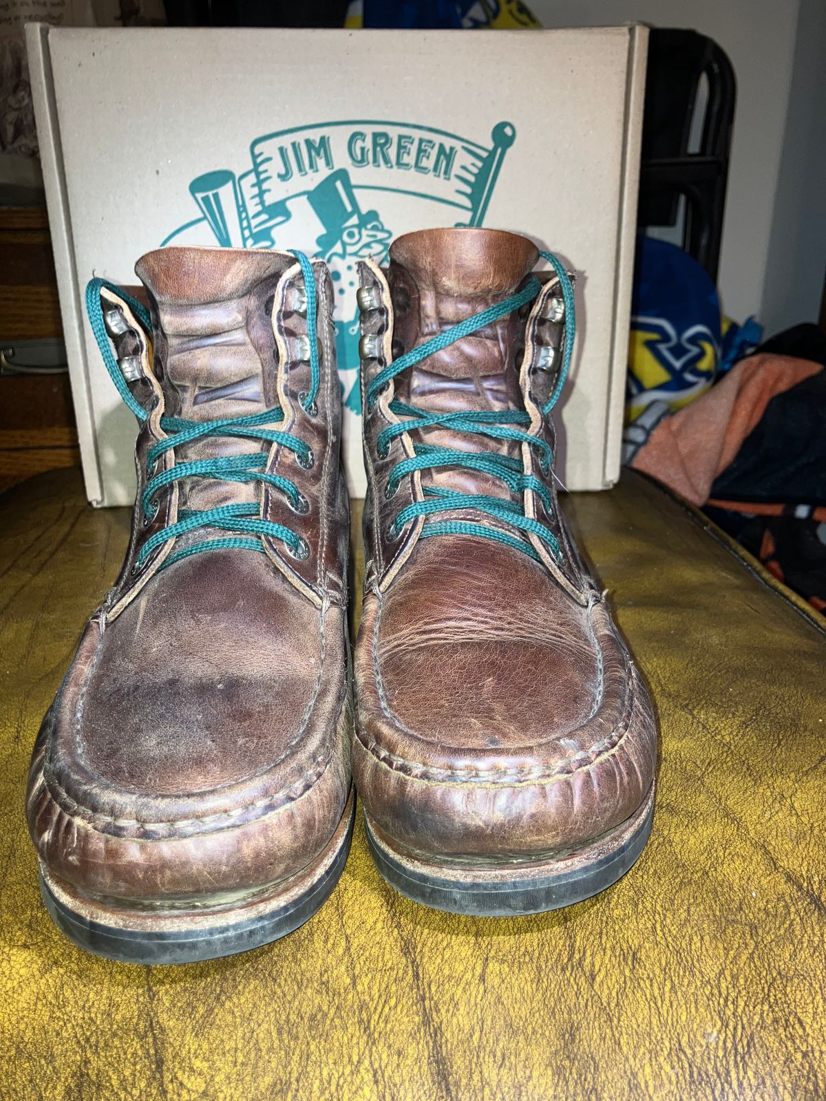 Photo by sigben59 on April 5, 2026 of the Jim Green Meander – Moc-Toe in Bronco Brown - Oily Pull Up.