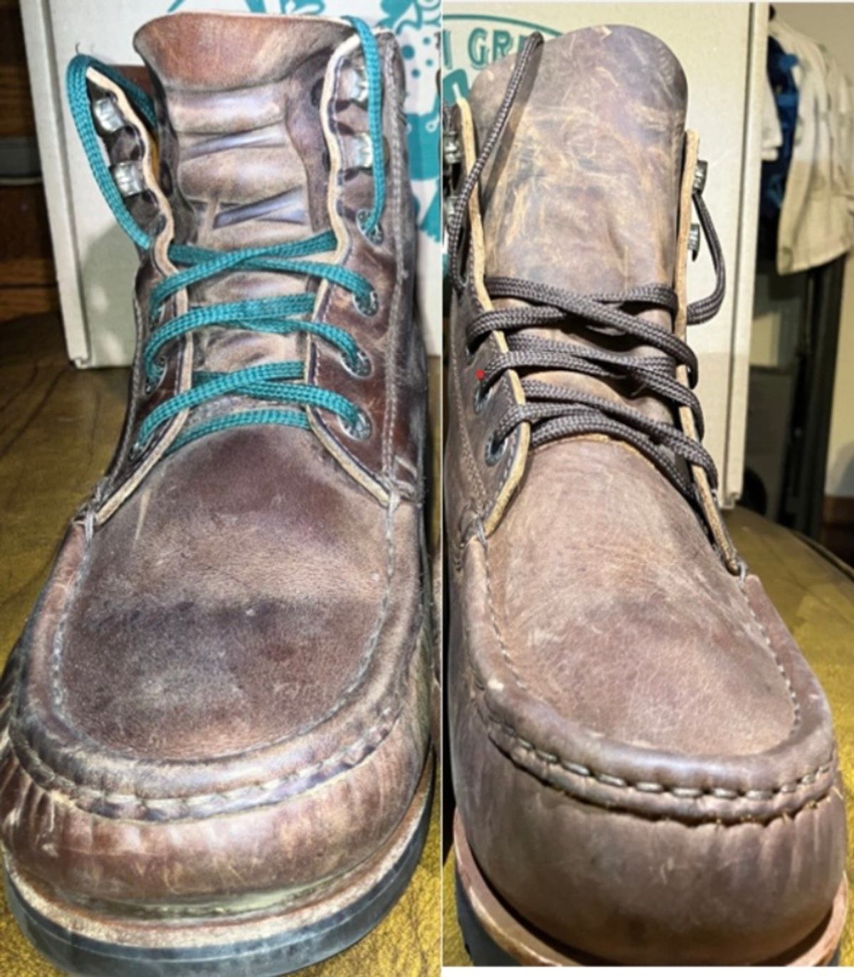 Photo by sigben59 on April 6, 2026 of the Jim Green Meander – Moc-Toe in Bronco Brown - Oily Pull Up.