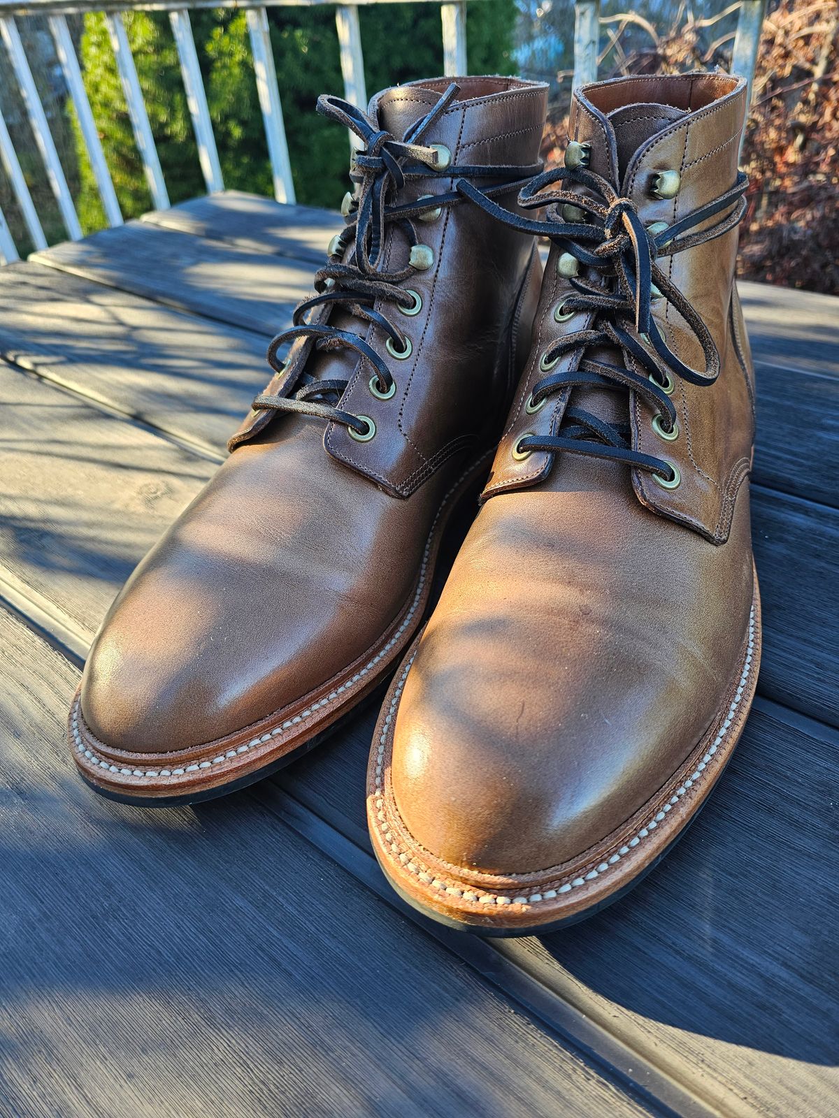Photo by tburki on November 23, 2023 of the Grant Stone Diesel Boot in Horween Natural Chromexcel.
