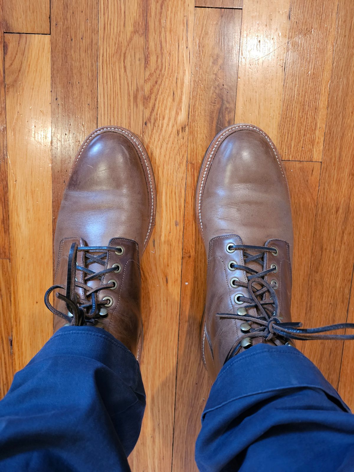 Photo by tburki on February 21, 2024 of the Grant Stone Diesel Boot in Horween Natural Chromexcel.
