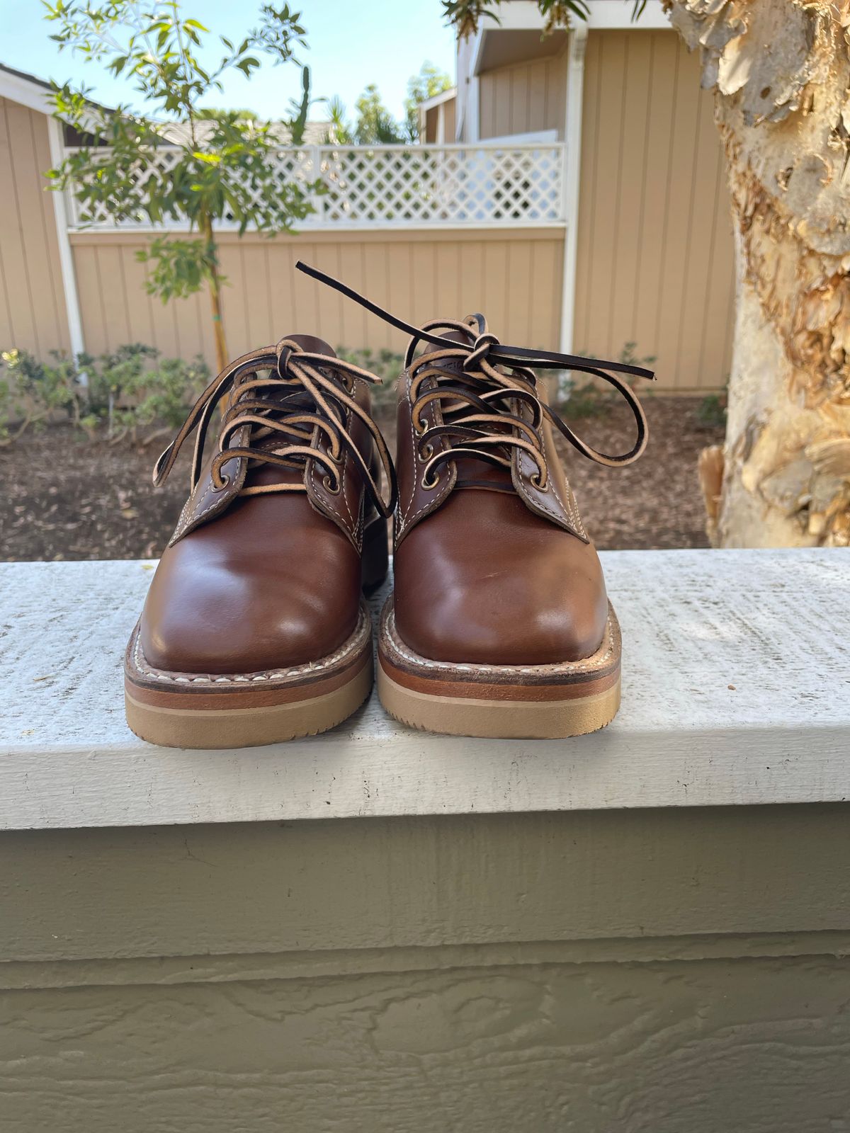 Photo by mrchaselm on October 1, 2022 of the White's Oxford in Horween British Tan Chromexcel.