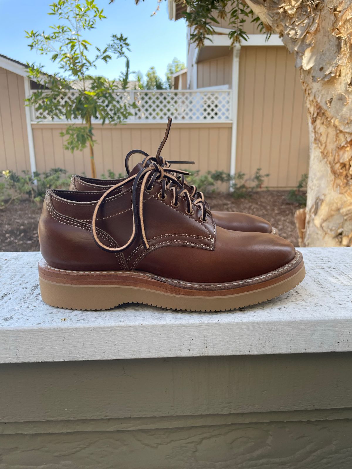 Photo by mrchaselm on October 1, 2022 of the White's Oxford in Horween British Tan Chromexcel.