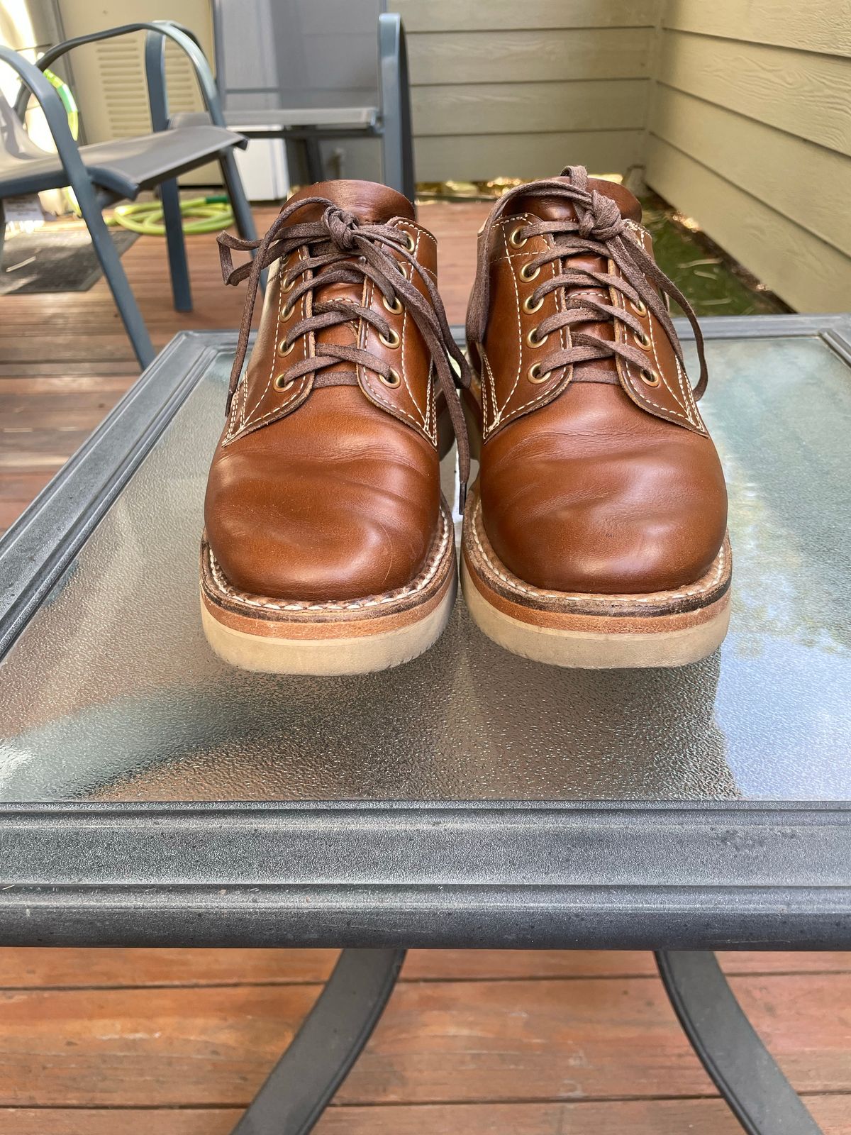 Photo by mrchaselm on November 4, 2022 of the White's Oxford in Horween British Tan Chromexcel.