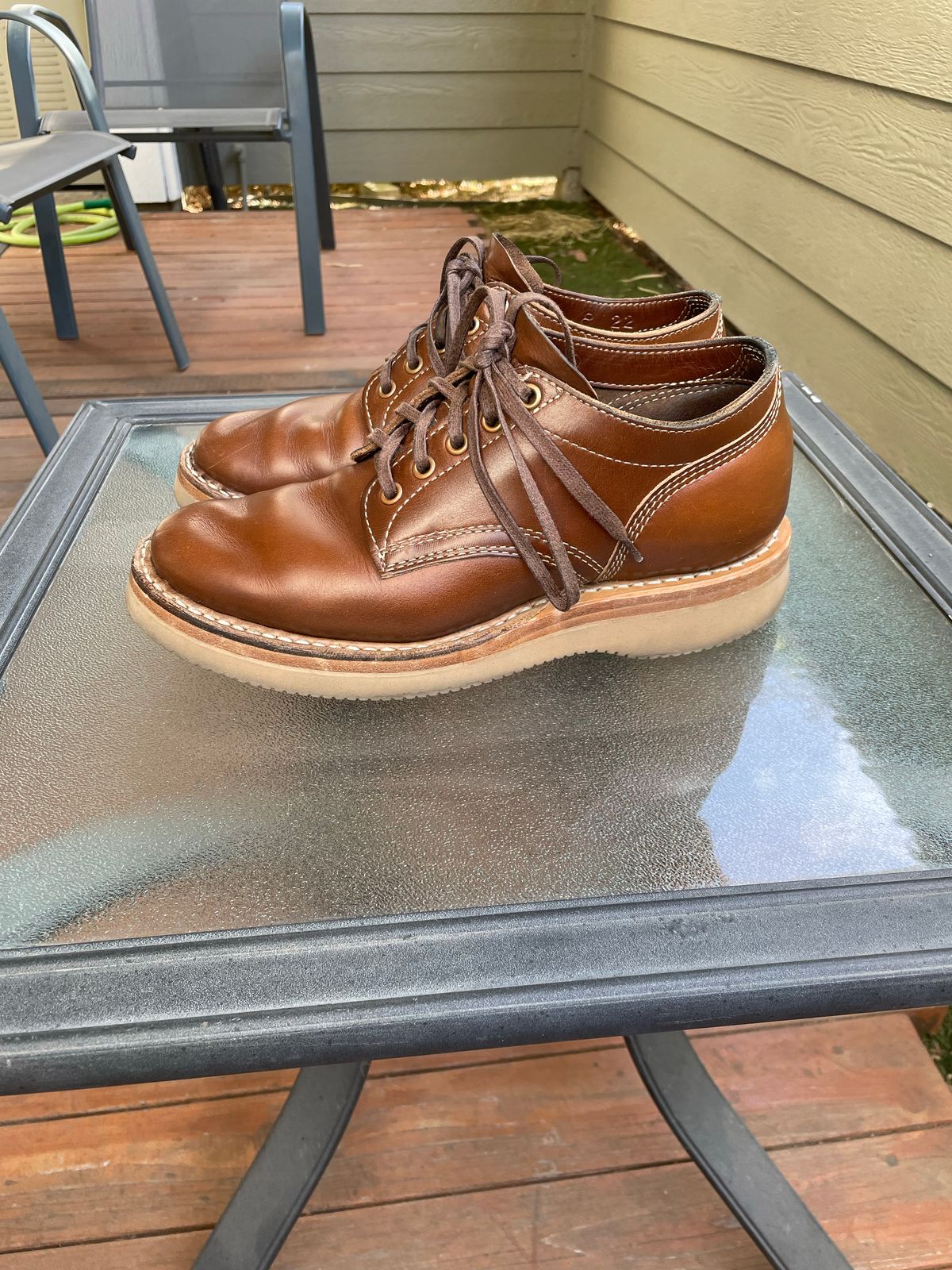 Photo by mrchaselm on November 4, 2022 of the White's Oxford in Horween British Tan Chromexcel.