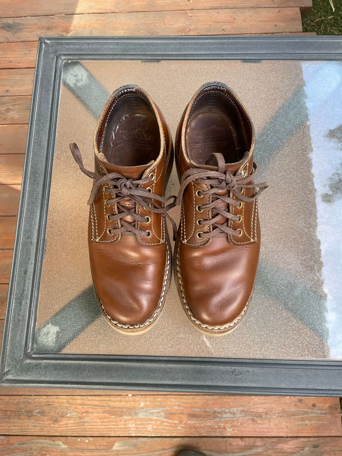 Photo by mrchaselm on November 4, 2022 of the White's Oxford in Horween British Tan Chromexcel.