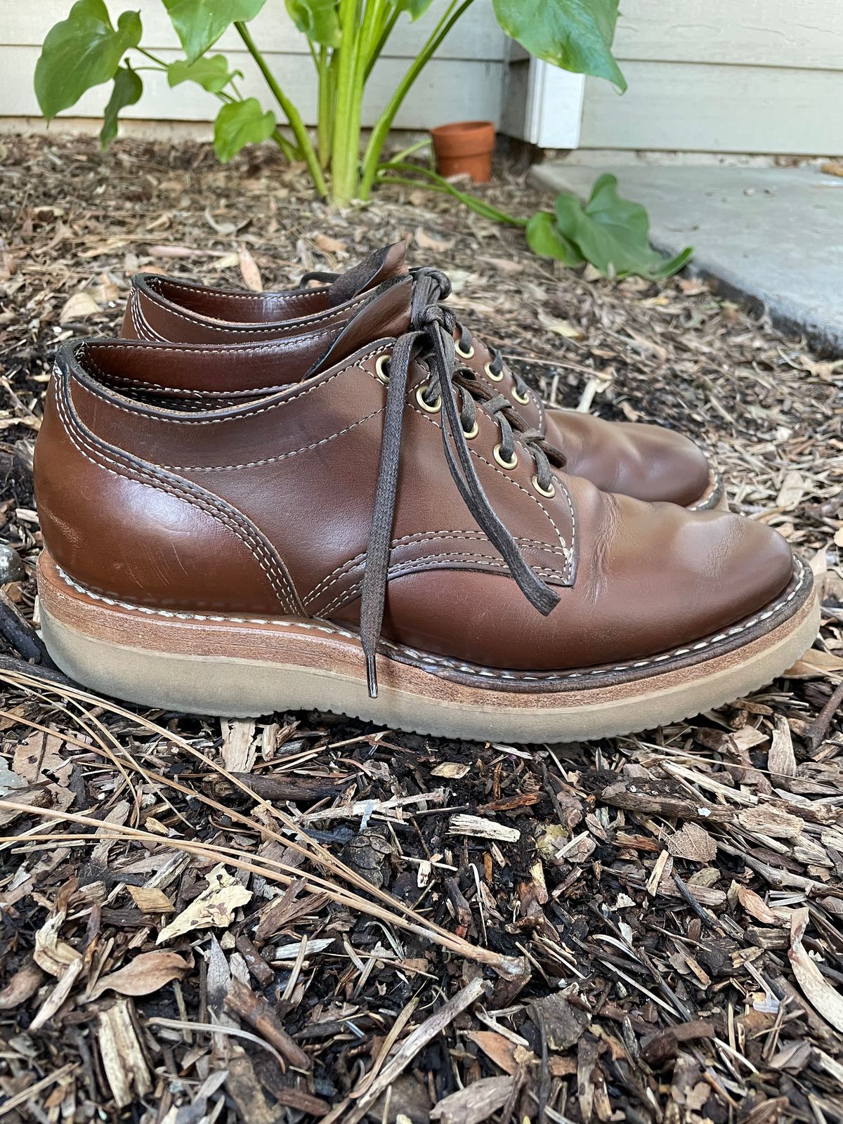 Photo by mrchaselm on March 5, 2023 of the White's Oxford in Horween British Tan Chromexcel.