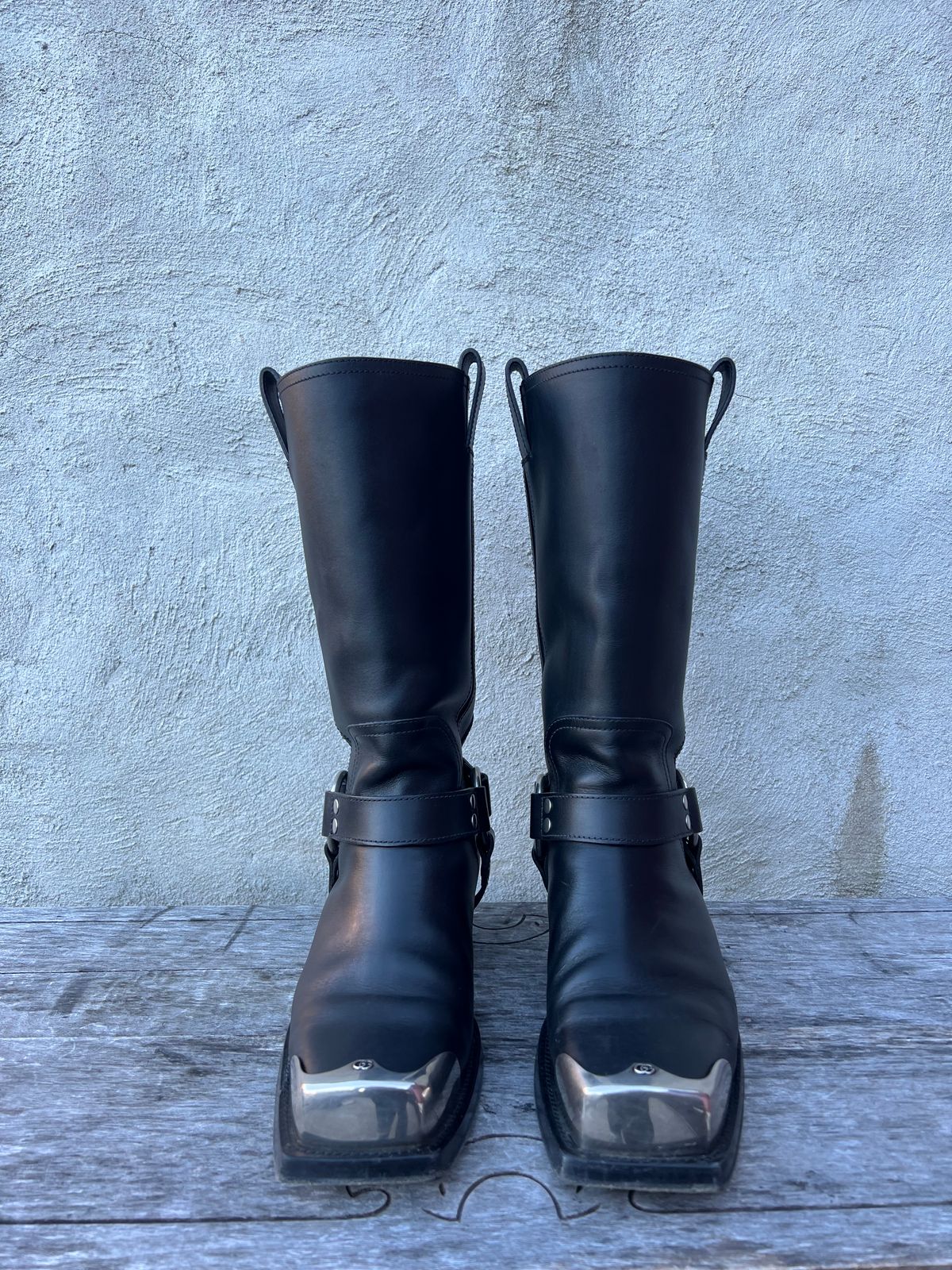 Photo by dring on February 4, 2024 of the Gucci Harness Boots in Black Calf.