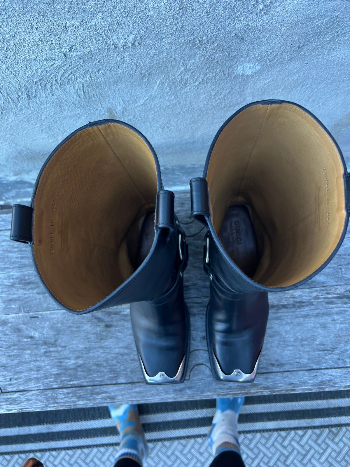 Photo by dring on February 4, 2024 of the Gucci Harness Boots in Black Calf.
