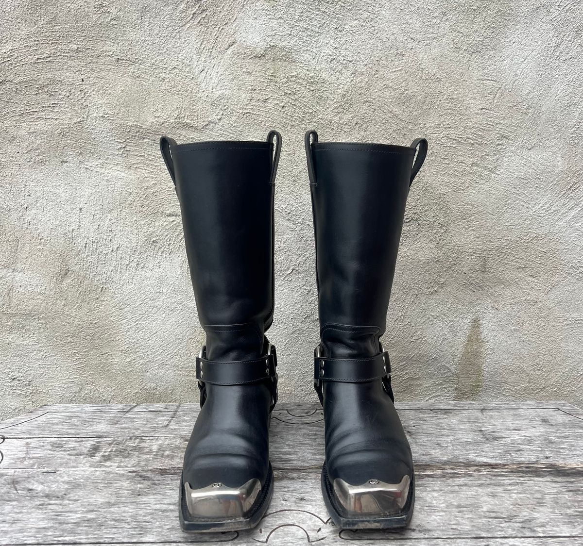 Photo by dring on March 4, 2024 of the Gucci Harness Boots in Black Calf.
