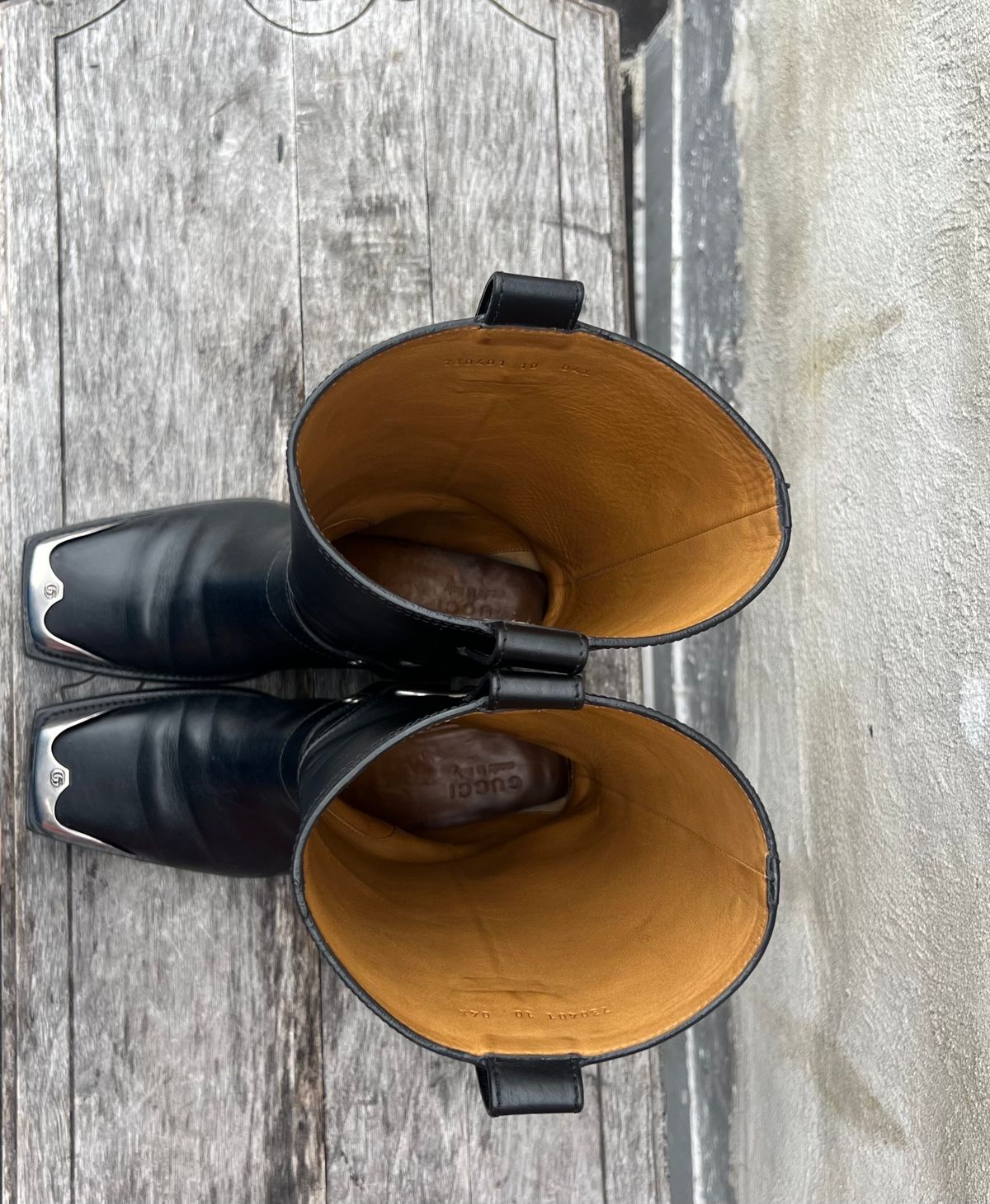 Photo by dring on March 4, 2024 of the Gucci Harness Boots in Black Calf.
