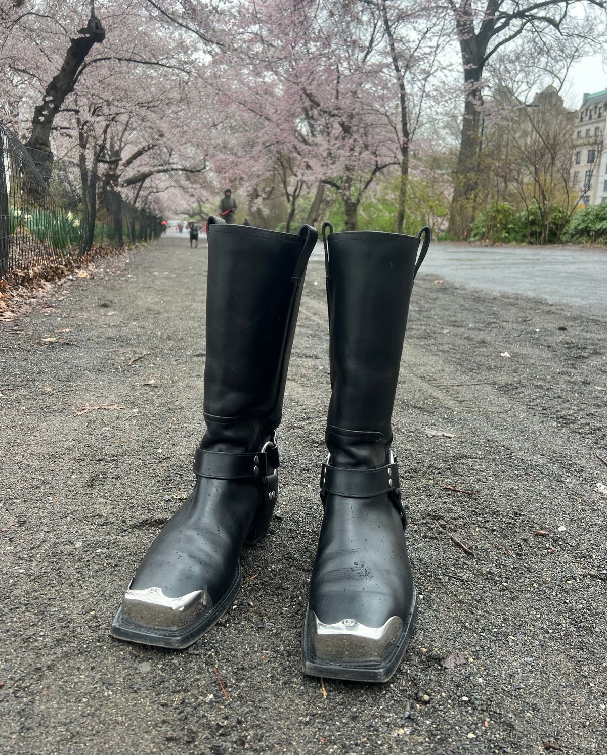 Photo by dring on April 3, 2024 of the Gucci Harness Boots in Black Calf.