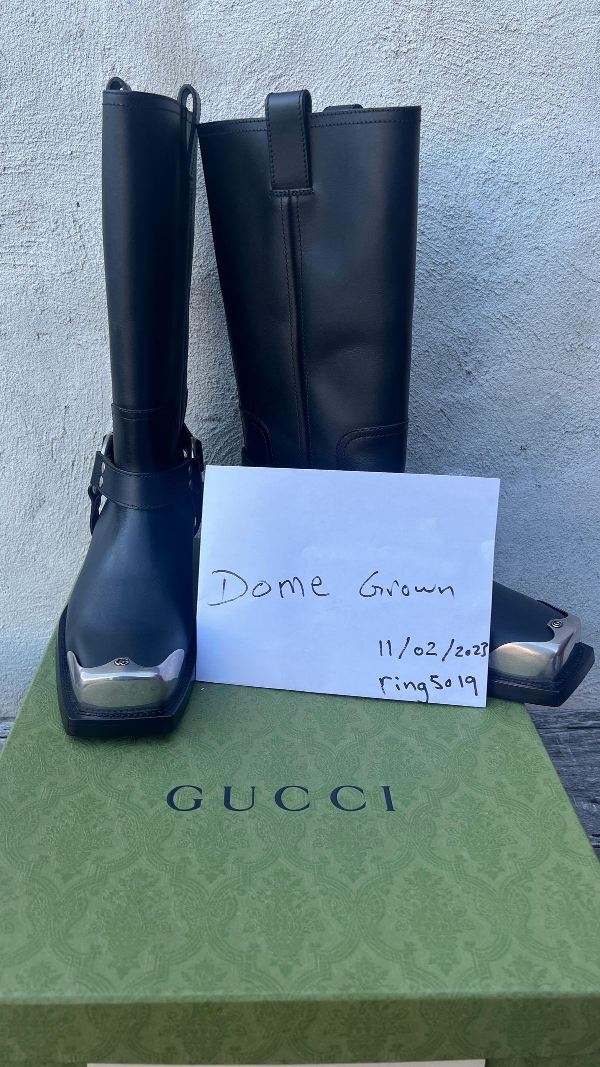 Photo by dring on November 2, 2023 of the Gucci Harness Boots in Black Calf.
