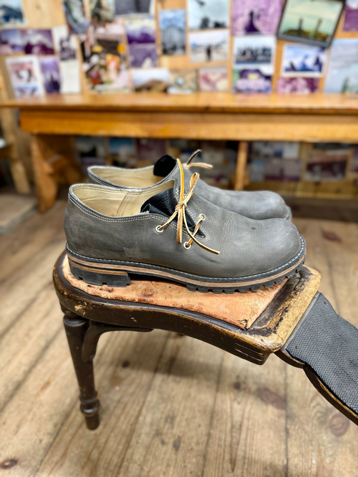 Photo by LimmerGuy on November 3, 2024 of the Peter limmer & Sons Custom Haferlschuh in Seidel Steel Gray Crazy Horse.