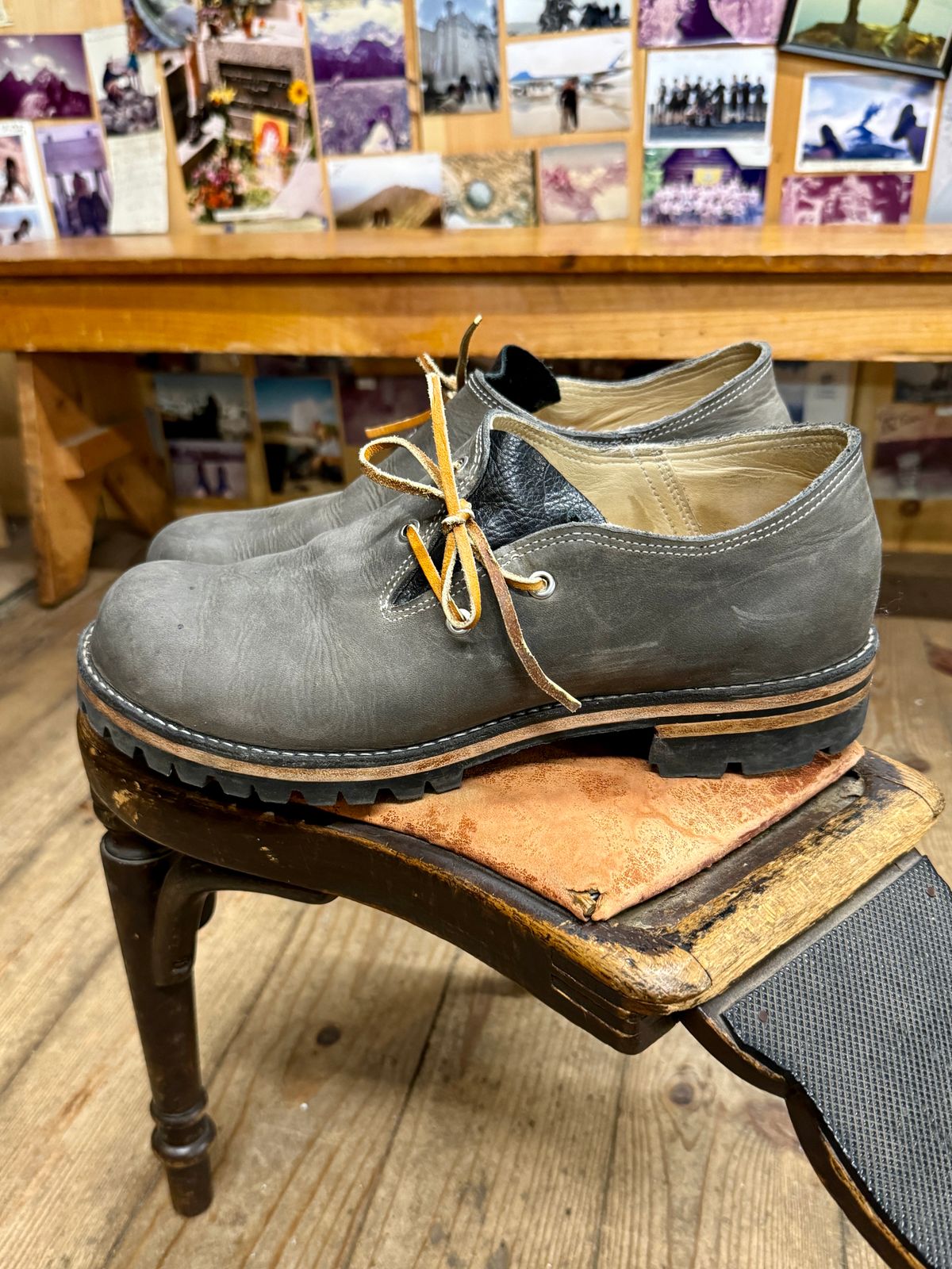 Photo by LimmerGuy on November 3, 2024 of the Peter limmer & Sons Custom Haferlschuh in Seidel Steel Gray Crazy Horse.